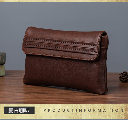 Men's Clutch Bag Genuine Cowhide Leather Retro Casual Men's Handbag 