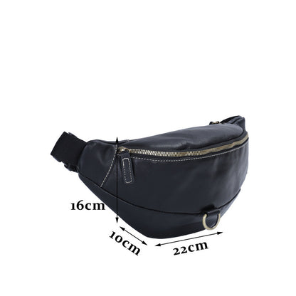 Men's Crossbody Bag Cowhide Genuine Leather Retro Fashion Business Commuter Waist Pouch for Men 