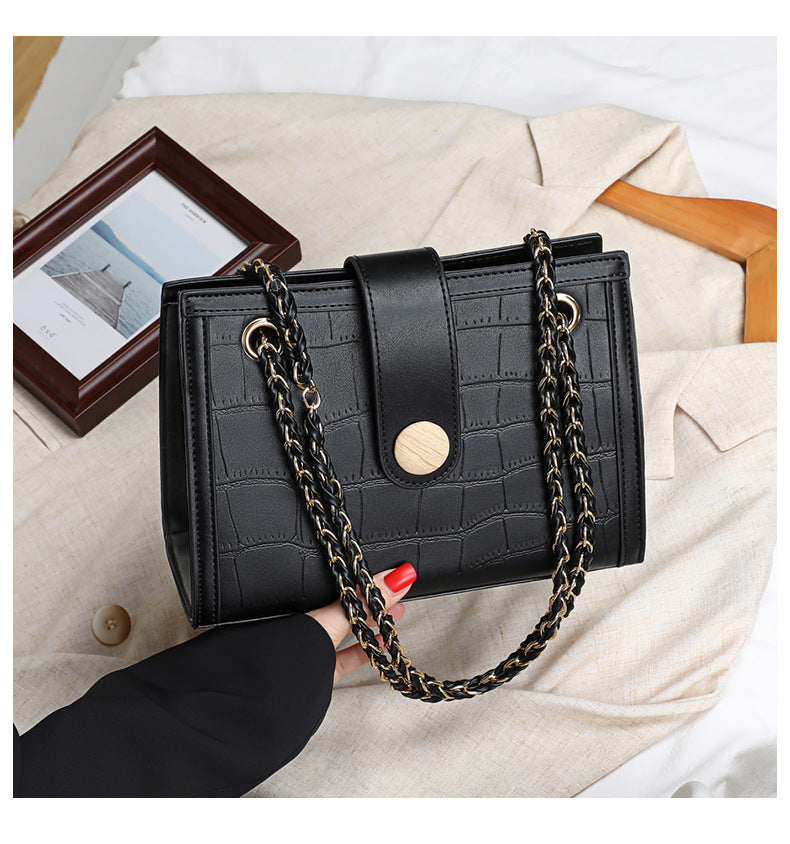 Women's crossbody bag Genuine leather large capacity chain bag Crocodile pattern fashion square bag Shoulder bag that goes with anything. Pochette