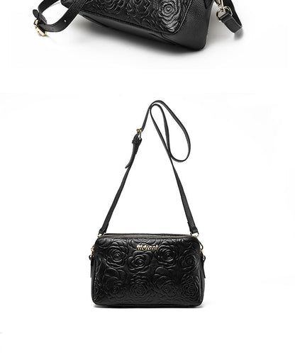 Women's bag Cowhide fashion square bag Single crossbody bag Knurled shoulder bag that goes with anything.Pochette