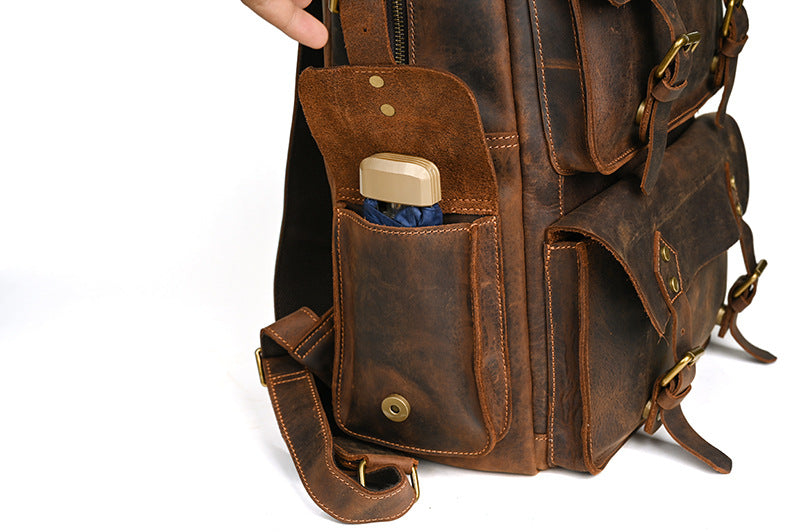 Men's backpack Cowhide genuine leather large capacity outdoor casual men's travel bag computer bag 