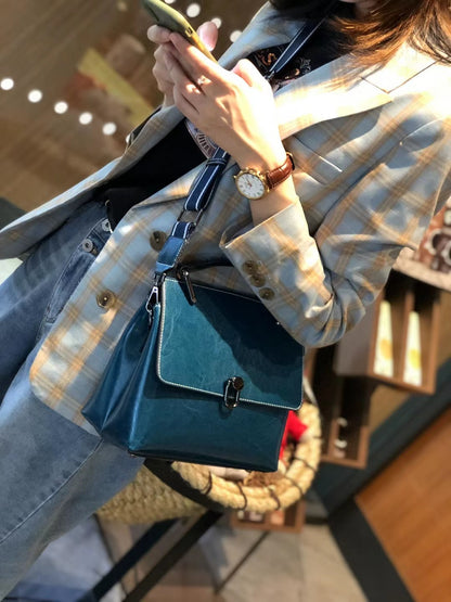 Genuine leather women's bag top layer cowhide handbag shoulder bag large capacity lock bag retro handbag.bag