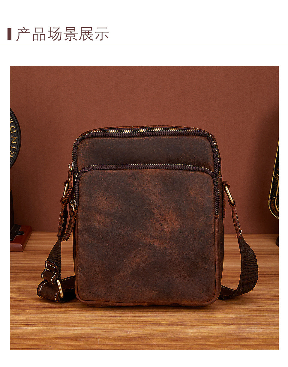 Men's Shoulder Bag Cowhide Genuine Leather Retro Travel Outdoor Crossbody Bag for Men 