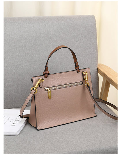 Genuine Leather Women's Bag Large Capacity Fashion Handbag Color Matching Simple Commuting Shoulder Bag.Pochette