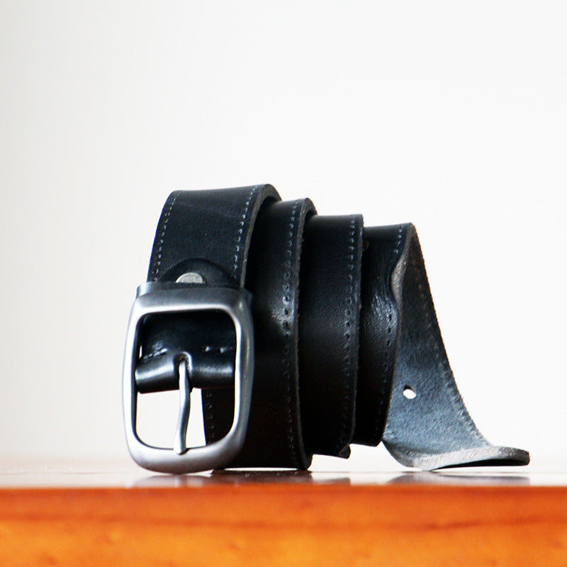 Men's Belt Cowhide Genuine Leather Handmade Needle Buckle Retro Casual Men's Belt 