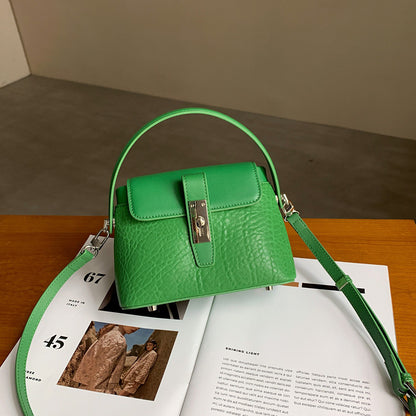 Genuine Leather Bag Women Sheep Leather Retro Bucket Bag Luxury Mini Shoulder Bag Simple Candy Color Handbag