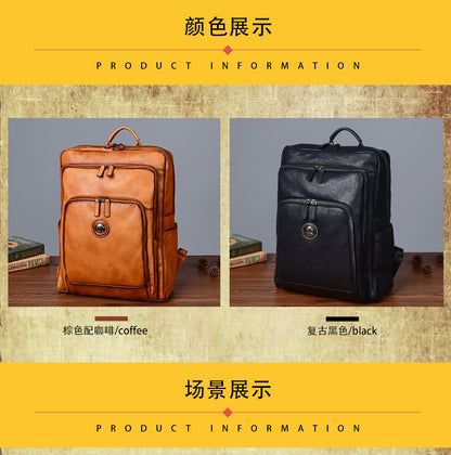 Men's backpack cowhide genuine leather fashion unique travel bag 