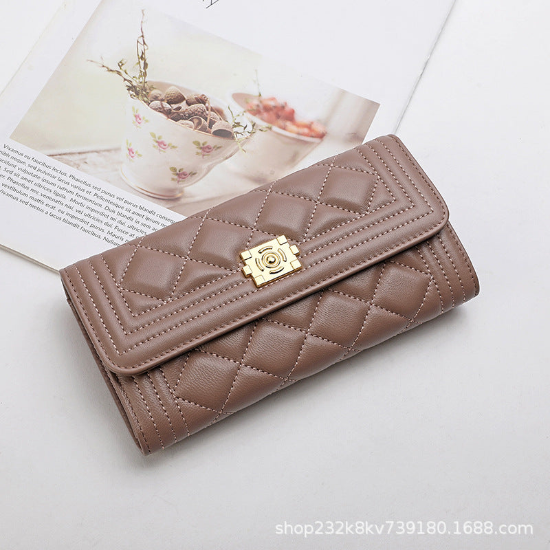 Ladies long wallet genuine leather luxury wallet check sheep leather bag clutch bag wallet ladies wallet