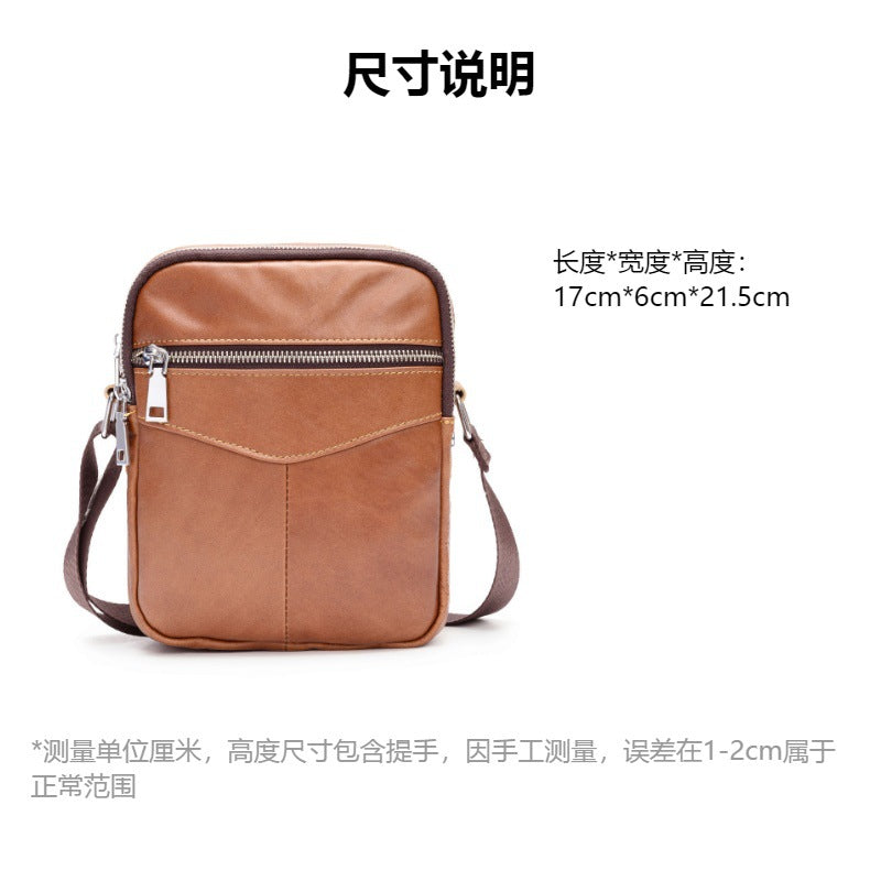 Men's Shoulder Bag Genuine Cowhide Leather Wear-resistant Casual Fashion Multifunctional Crossbody Bag for Men 