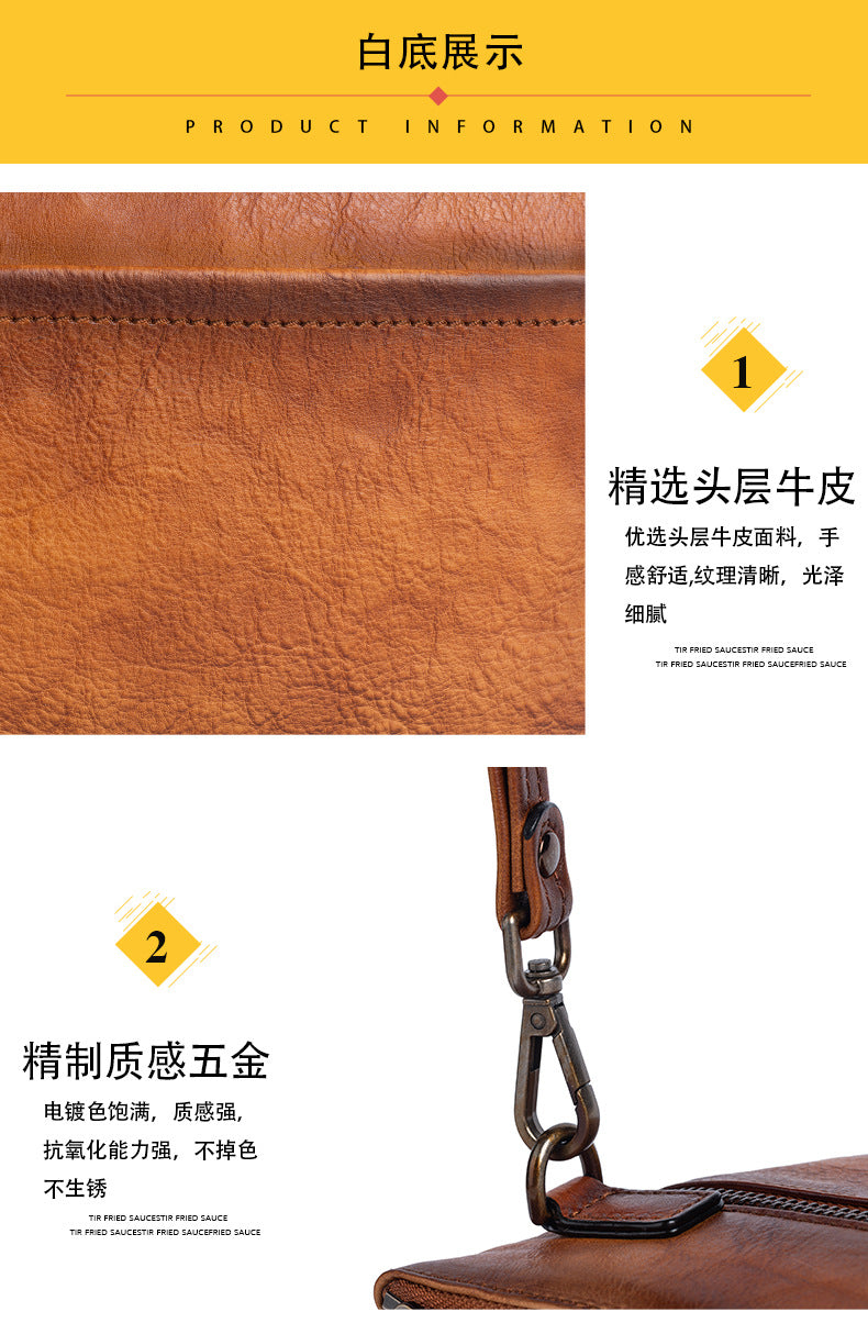 Men's Clutch Bag Cowhide Retro Casual Handbags for Men 