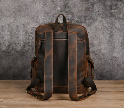 Men's backpack Cowhide genuine leather large capacity outdoor casual men's travel bag computer bag 