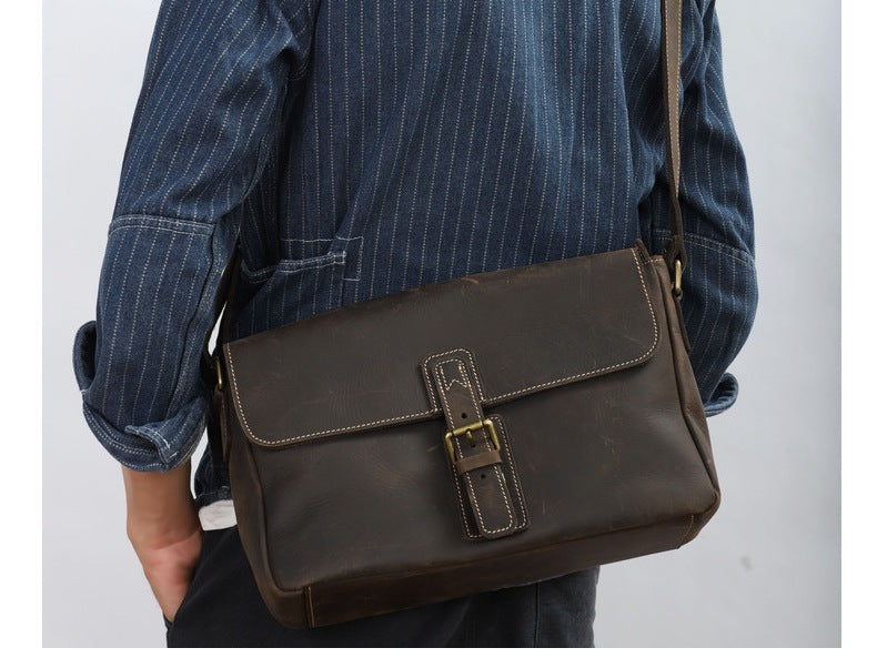 Men's Shoulder Bag Handmade Original Cowhide Casual Messenger Bag Crossbody Bag for Men 