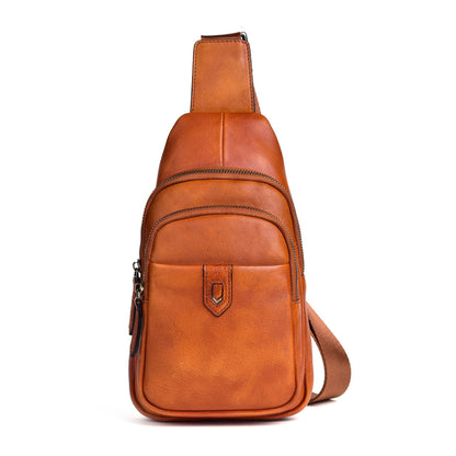 Men's bust bag Genuine cowhide leather casual retro crossbody bag for men 