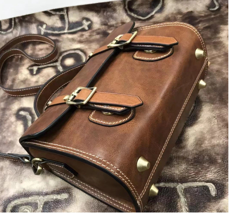 Men's Shoulder Bag Cowhide Genuine Leather Crazy Horse Korean Fashion Casual Men's Crossbody Bag Messenger Bag 