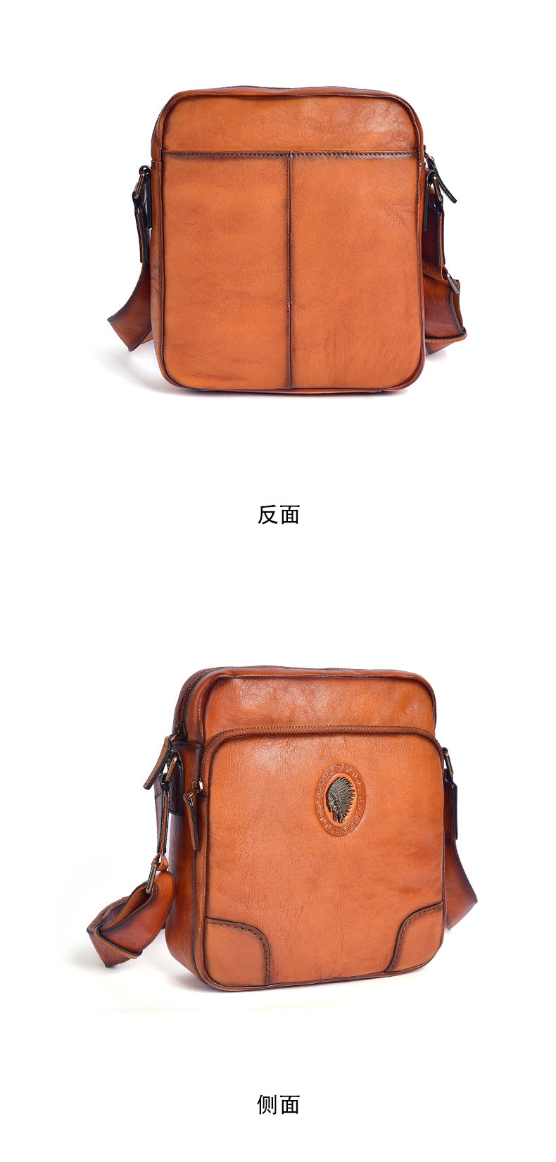 Men's Shoulder Bag Genuine Cowhide Leather Casual Retro Crossbody Bag for Men 