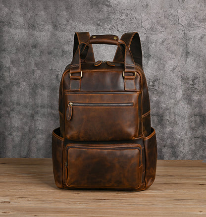 Men's backpack Cowhide genuine leather large capacity outdoor casual men's travel bag computer bag 