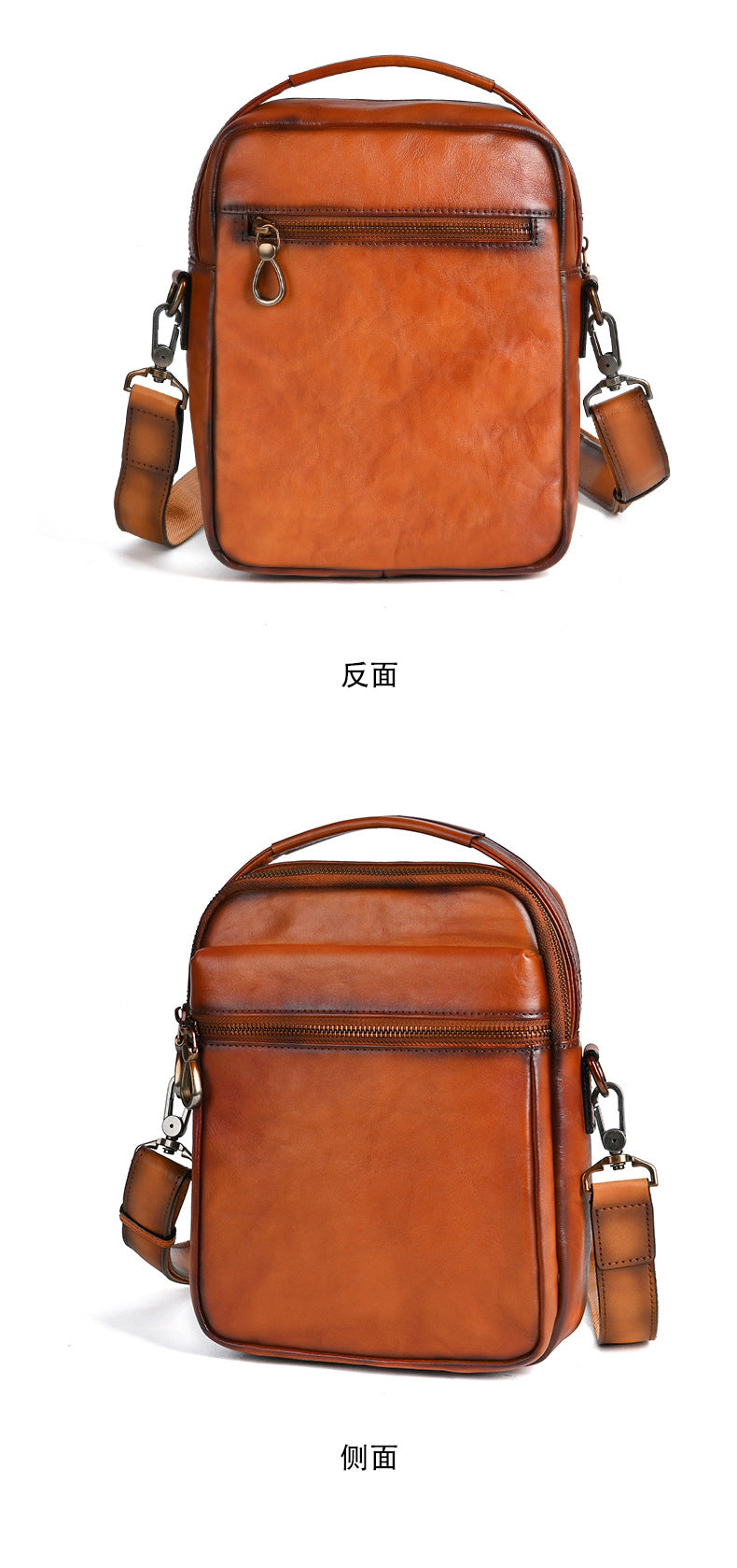 Men's Shoulder Bag Genuine Cowhide Leather Commuting Crossbody Bag for Men 