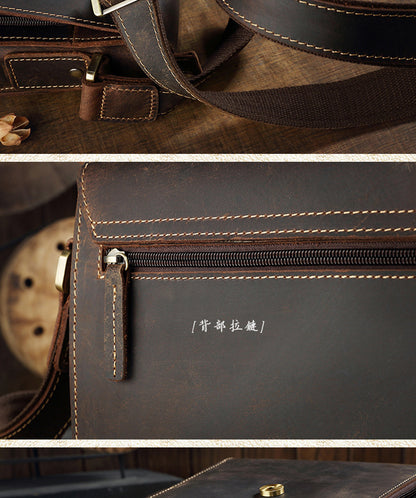 Men's Shoulder Bag Genuine Cowhide Leather Crazy Horse Original Simple Business Casual Fashion Crossbody Bag for Men 