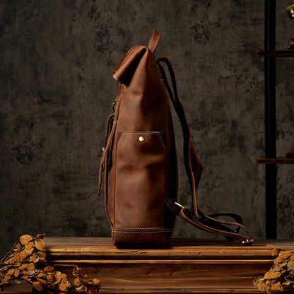 Men's backpack made of cowhide genuine leather fashion individuality large capacity casual computer bag men travel bag 