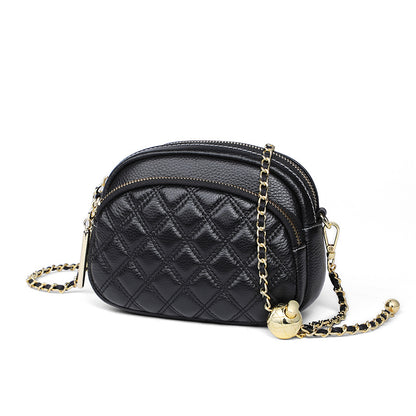 Women's bag fashion plaid diagonal shoulder bag genuine leather chain bag shoulder bag that goes with anything. Pochette