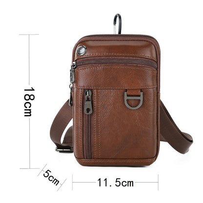 Men's Shoulder Bag Cowhide Sports Waterproof Smartphone Pouch Waist Pouch Men's Crossbody Bag Bust Bag 