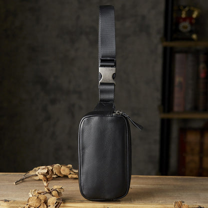 Men's Waist Pouch Handmade Cowhide Genuine Leather Sports Mobile Phone Bag Multifunctional Bust Bag Casual Male Crossbody Bag 