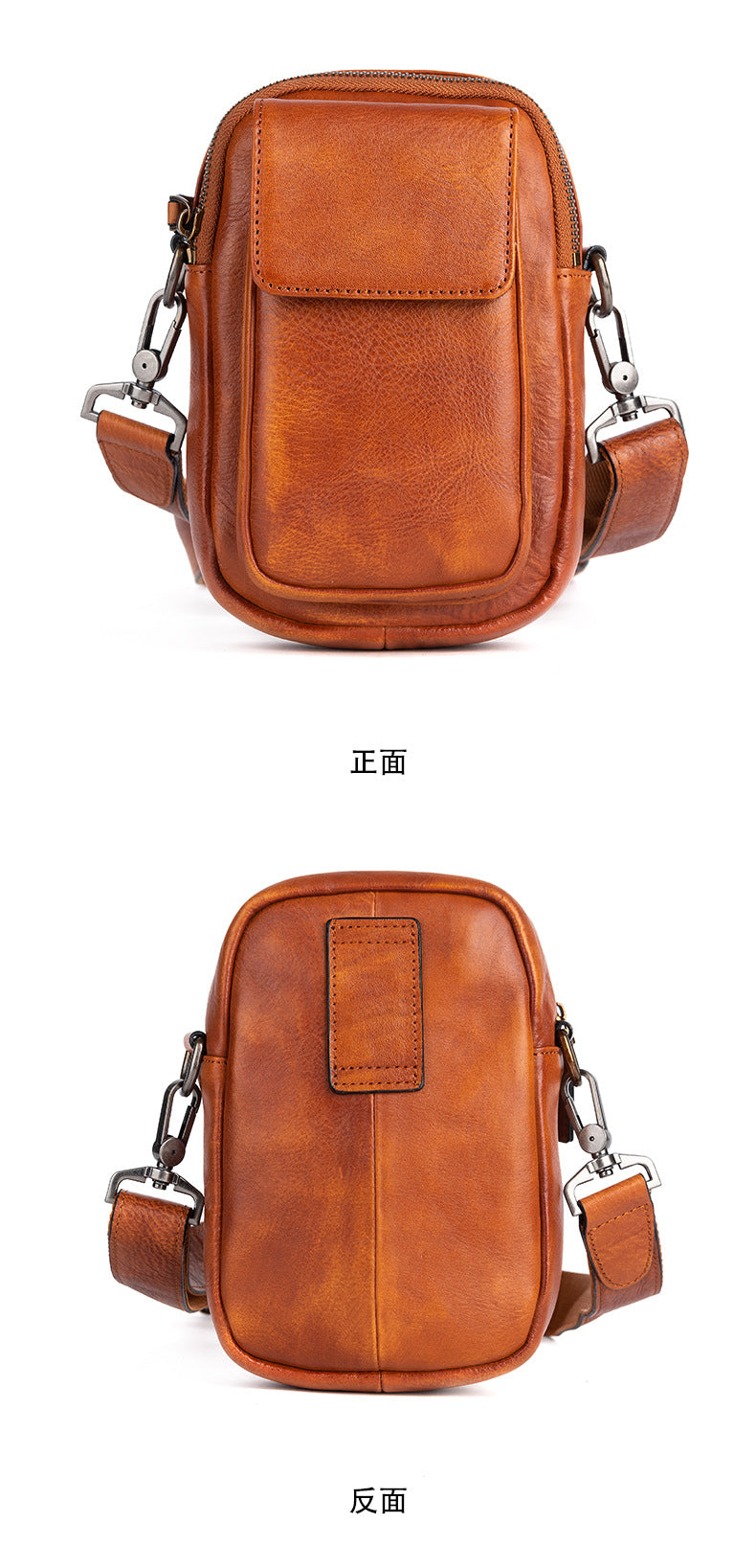 Men's Shoulder Bag Genuine Cowhide Leather Retro Casual Crossbody Bag for Men 