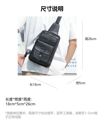 Men's Crossbody Bag Cowhide Retro Multifunctional Fashion Shoulder Bag for Men 