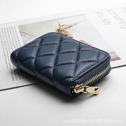 Ladies Short Wallet Women Multifunctional Folding Women's Wallet Check Simple Sheep Leather Coin Purse Ladies Wallet