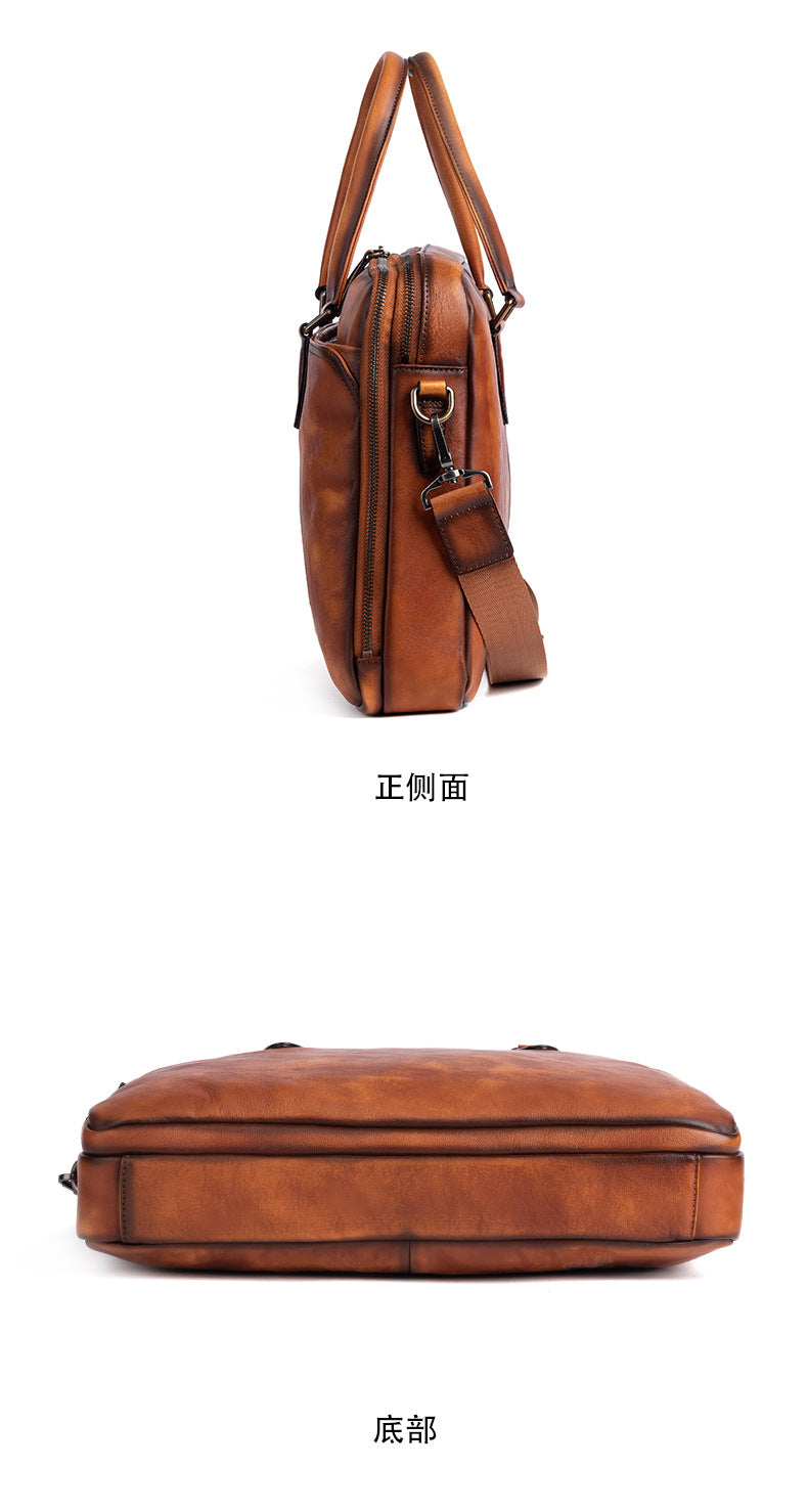 Men's Briefcase Cowhide Genuine Leather Business Commuter Computer Bag File Bag Men's Handbag 