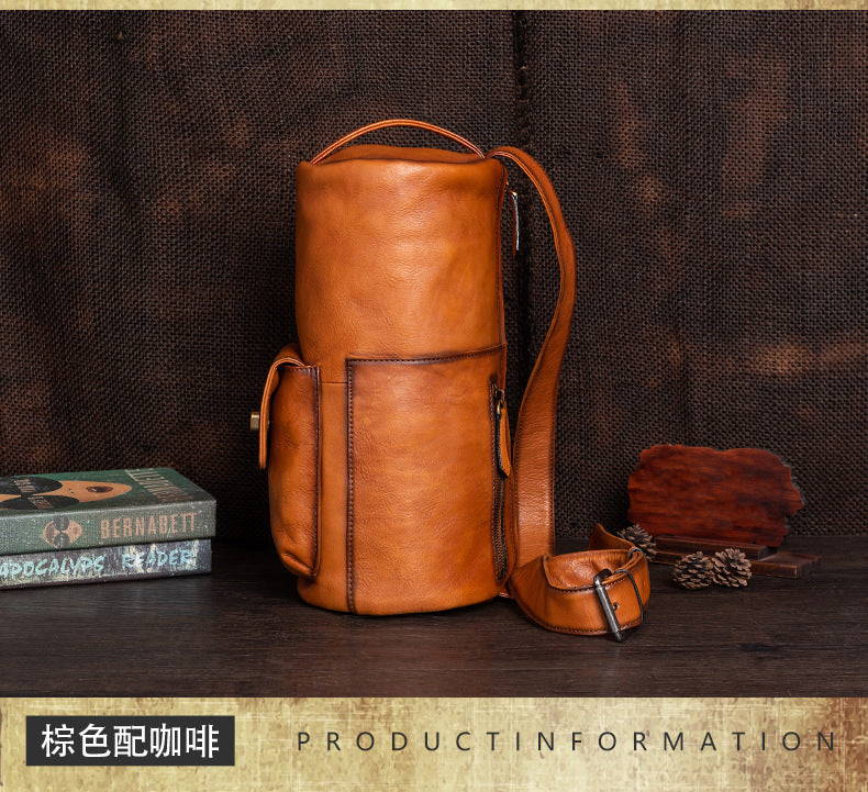 Men's bust bag Genuine cowhide leather retro fashion crossbody bag for men 