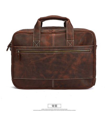 Men's Handbag Briefcase Cowhide Genuine Leather Retro Business Men Computer Bag 