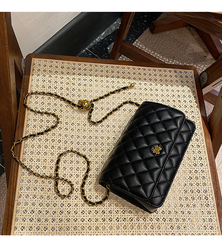 Genuine leather square bag Luxury check women's chain bag Crossbody bag Shoulder bag. Pochette