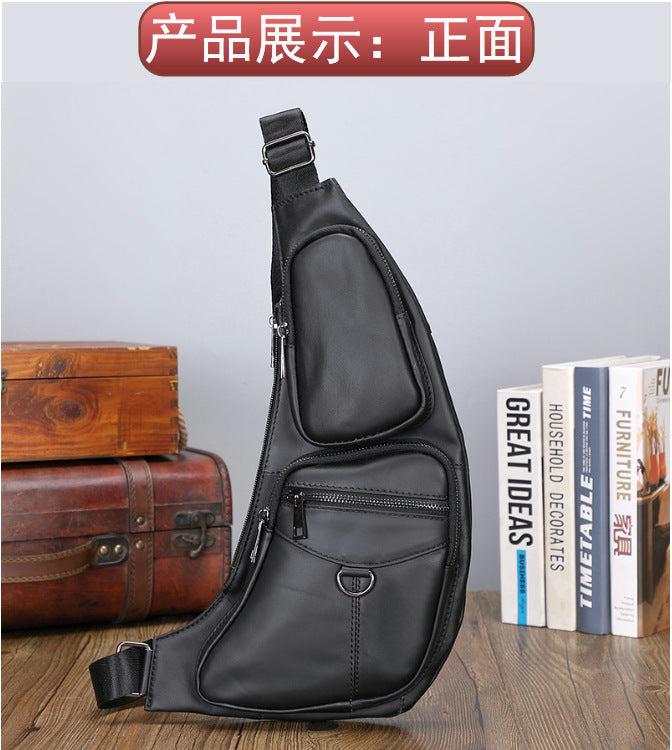 Men's Bust Bag Cowhide Genuine Leather Sports Fashion Men's Crossbody Bag Shoulder Bag 