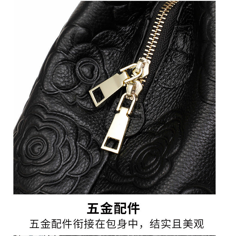 Genuine leather women's handbag trend large capacity large bag knurled cowhide shoulder bag temperament handbag.bag