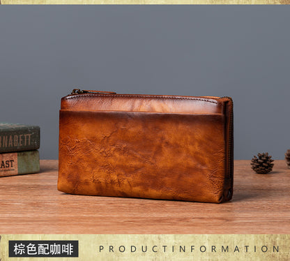 Men's Clutch Bag Genuine Cowhide Leather Retro Casual Men's Bag 