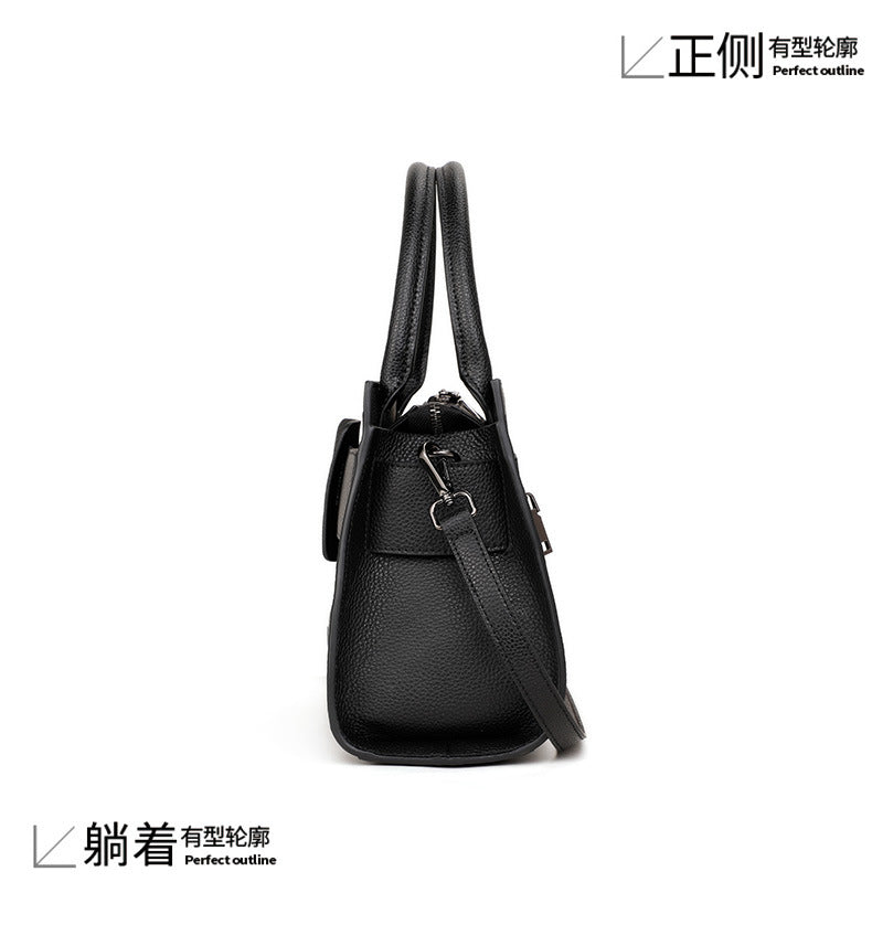 Temperament Genuine Leather Women's Bag Stylish Matrix Pattern Handbag Commuting Large Capacity Shoulder Bag Handbag that goes with anything.