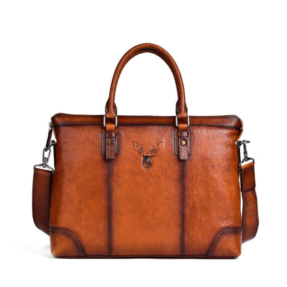 Men's Briefcase Genuine Cowhide Leather Retro Casual Business Bag Men's Handbag 