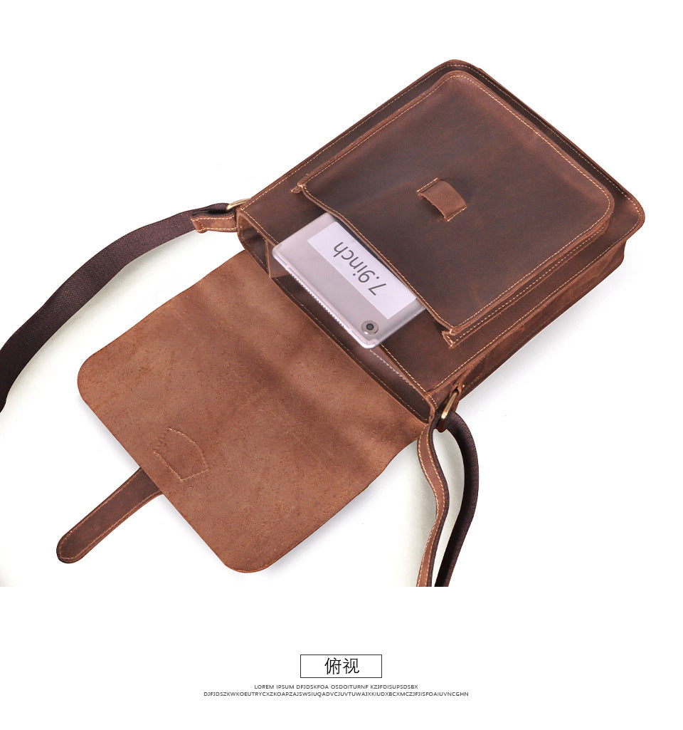 Men's Briefcase Genuine Cowhide Leather Crossbody Bag Retro Business Men Shoulder Bag Computer Bag 