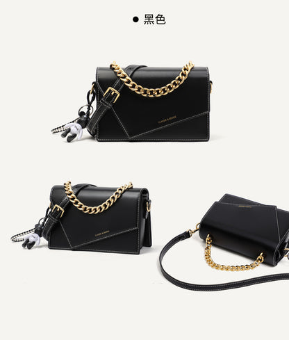 Women Bag Genuine Leather Simple Crossbody Bag Chain Bag Handbag Square Bag Fashion Shoulder Bag.Pochette