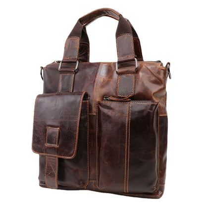 Men's Handbag Genuine Cowhide Leather Retro Casual Business Briefcase Men Shoulder Bag Crossbody Bag