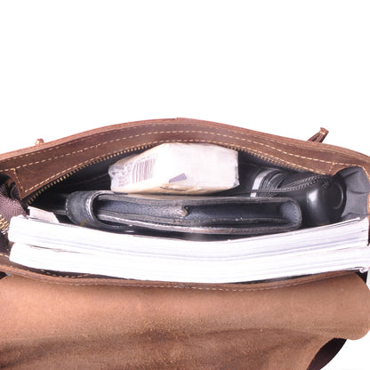 Men's Briefcase Genuine Cowhide Leather Crossbody Bag Retro Business Men Shoulder Bag Computer Bag 