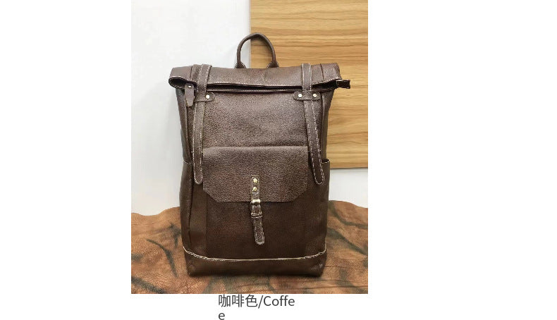 Men's backpack genuine cowhide leather luxury retro casual travel bag computer bag 