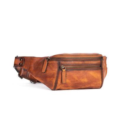 Men's Waist Pouch Cowhide Genuine Leather Retro Casual Men Bag 