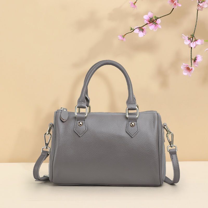 Cowhide women's bag handbag fashion Boston bag shoulder bag simple retro handbag.bag