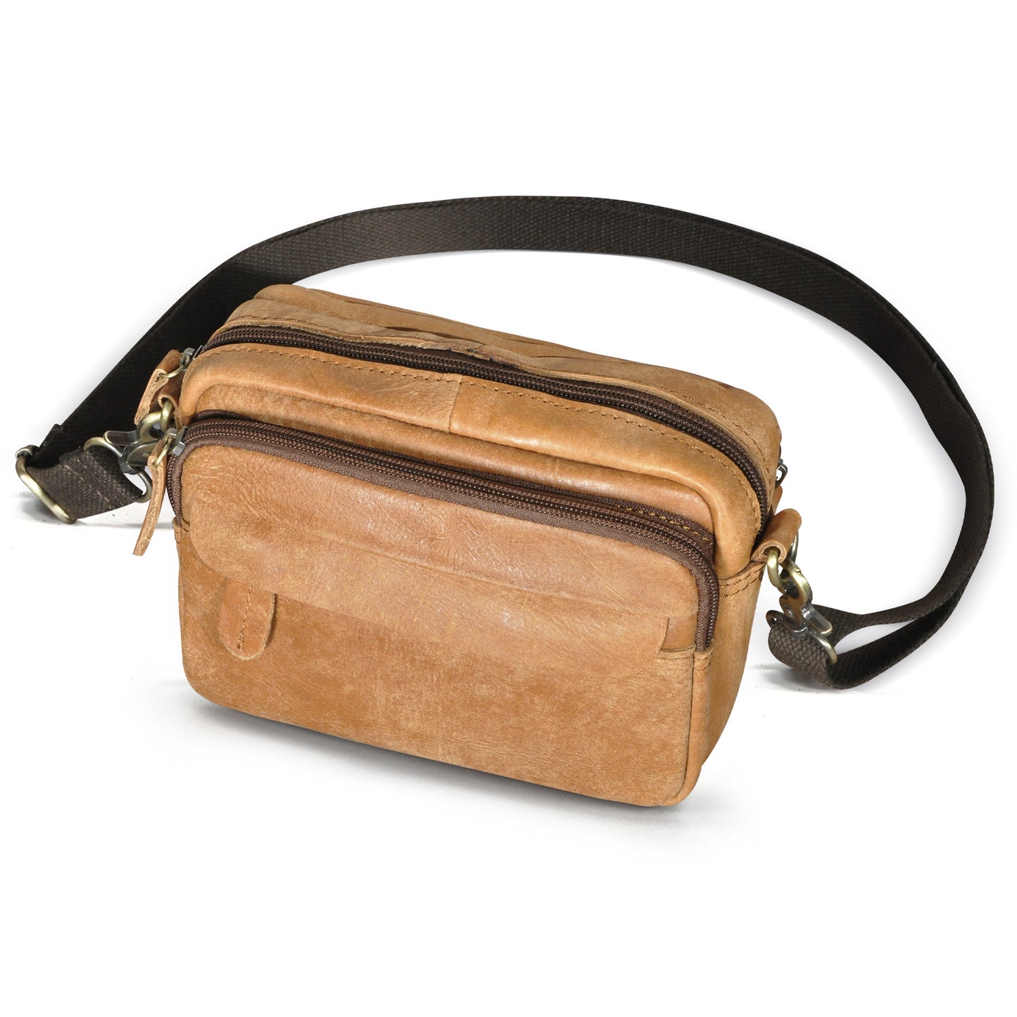 Men's Waist Pouch Cowhide Genuine Leather Simple Fashion Retro Outdoor Men's Bust Bag Shoulder Bag 