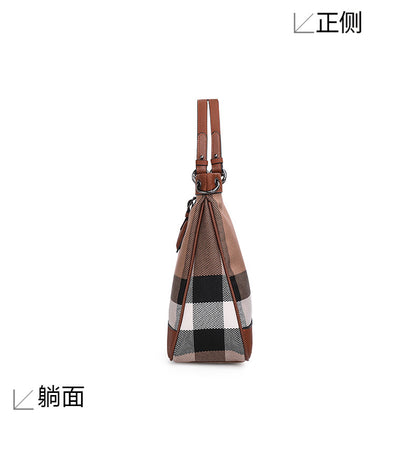 Ladies bag genuine leather plaid fashion casual large capacity cowhide big bag briefcase handbag.bag