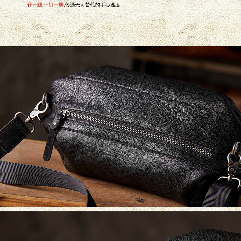 Men's Shoulder Bag Made of Genuine Cowskin Leather Original Handmade Casual Fashion Crossbody Bag 