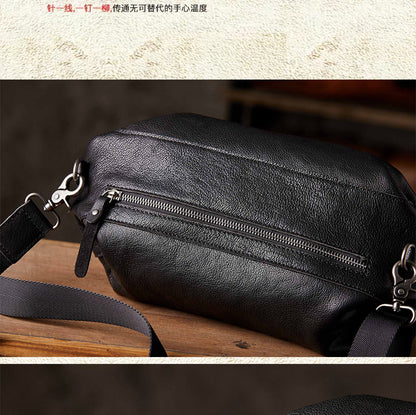 Men's Shoulder Bag Made of Genuine Cowskin Leather Original Handmade Casual Fashion Crossbody Bag 