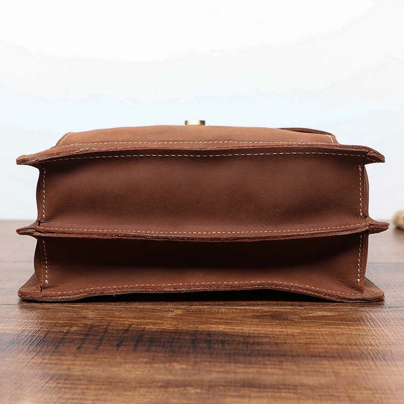 Men's Shoulder Bag Genuine Cowhide Leather Retro Briefcase Crossbody Bag for Men 